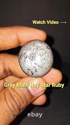 Étoile Ruby Gris Naturel 101.00 Ct Cabochon Ovale Pierre Précieuse Détachée avec Vidéo