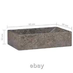 Évier 45x30x12cm Marbre Salle de bain Vasque en pierre naturelle Noir/Crème