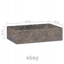 Évier 45x30x12cm en marbre pour salle de bain, vasque en pierre naturelle / Crème GRIS