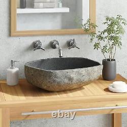 Évier en pierre de rivière naturelle pour salle de bain ou toilette ovale 45-53cm