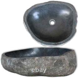Évier en pierre de rivière naturelle pour salle de bains ou toilettes ovale de 29 à 38 cm
