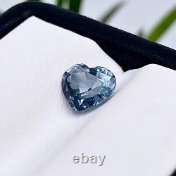 Gemme de spinelle grise naturelle certifiée GFCO de 1,78 ct, taille en forme de coeur, Tanzanie