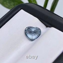 Gemme de spinelle grise naturelle certifiée GFCO de 1,78 ct, taille en forme de coeur, Tanzanie