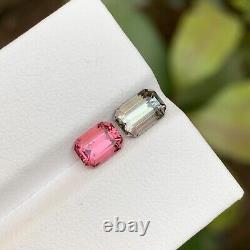 Gemmes naturelles rares de tourmaline rose et gris brunâtre en vrac, 2,05 Ct-Emeraude