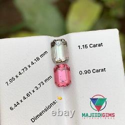 Gemmes naturelles rares de tourmaline rose et gris brunâtre en vrac, 2,05 Ct-Emeraude