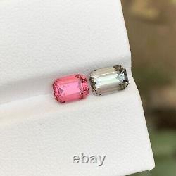 Gemmes naturelles rares de tourmaline rose et gris brunâtre en vrac, 2,05 Ct-Emeraude