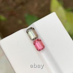 Gemmes naturelles rares de tourmaline rose et gris brunâtre en vrac, 2,05 Ct-Emeraude