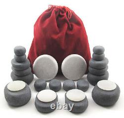 Hot/cold Stone Massage Kit 24 Pierres De Basalte Et De Marbre + 6 Litres De Chauffage Numérique