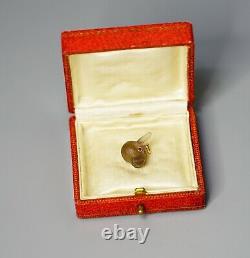 Impérial Russe Faberge Hardstone Agate Pâques Lapin Tête Collier Pendentif Charm