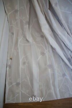 Laura Ashley Cottonwood Stone Grey White Cotton Curtains, 66wx84d, P. Pleat, 1de2prs