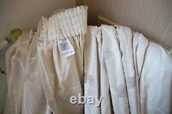 Laura Ashley Cottonwood Stone Grey White Cotton Curtains, 88wx87d, P. Pleat, 1de3prs