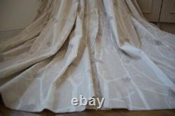 Laura Ashley Cottonwood Stone Grey White Cotton Curtains, 88wx87d, P. Pleat, 1de3prs
