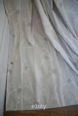 Laura Ashley Cottonwood Stone Grey White Cotton Curtains, 90wx72d, P. Pleat, 1de5prs