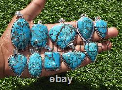 Lot en gros de 25 pendentifs en pierre de turquoise naturelle plaqués argent 925 wh-40