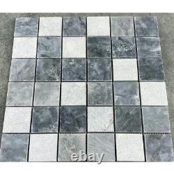 Luna Sky Marbre 2x2 Finition Mixte Sur 12x12 Mesh Carrelage Mosaïque (10 Pi2 Par Boîte)