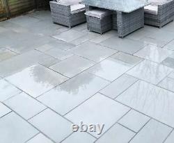 Natural Smooth Silver Grey Sandstone Honed Exterior Paving Dalles Patio Flags Nouveau