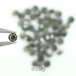 Naturel Lisse Rond Noir Gris Couleur Diamant 1.56 Ct 1.90 MM Brillant Cut L1052