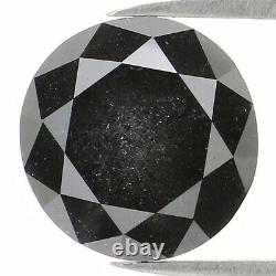 Naturel Lisse Rond Noir Gris Couleur Diamant 1.66 Ct 7.15 MM Brillant Cut L1213