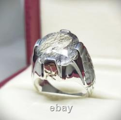 Naturel Muh Et Najaf Stone Ring Anneau Islamique Moon Stone Ring Argent Sterling 925