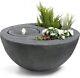 Nouveau Grand Grey Stone Round Bowl Garden Caractéristique De L'eau Fontaine Planter Led Light