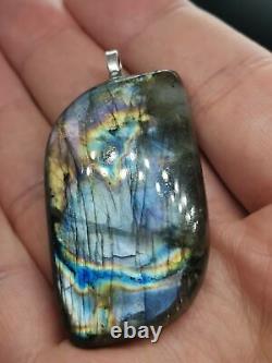 Pendentif en Pierre Précieuse Cabochon Fantaisie en Labradorite Violette Authentique - Guérison Naturelle