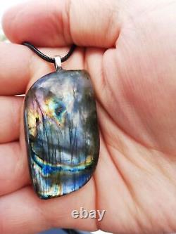 Pendentif en Pierre Précieuse Cabochon Fantaisie en Labradorite Violette Authentique - Guérison Naturelle