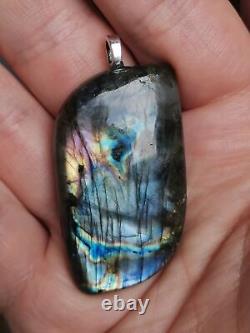 Pendentif en Pierre Précieuse Cabochon Fantaisie en Labradorite Violette Authentique - Guérison Naturelle