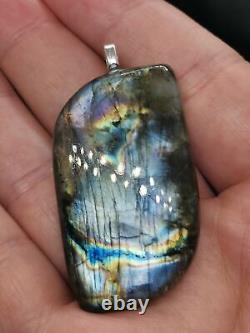 Pendentif en Pierre Précieuse Cabochon Fantaisie en Labradorite Violette Authentique - Guérison Naturelle