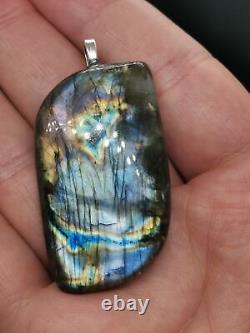 Pendentif en Pierre Précieuse Cabochon Fantaisie en Labradorite Violette Authentique - Guérison Naturelle