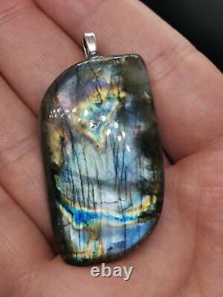 Pendentif en Pierre Précieuse Cabochon Fantaisie en Labradorite Violette Authentique - Guérison Naturelle