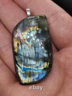 Pendentif en Pierre Précieuse Cabochon Fantaisie en Labradorite Violette Authentique - Guérison Naturelle