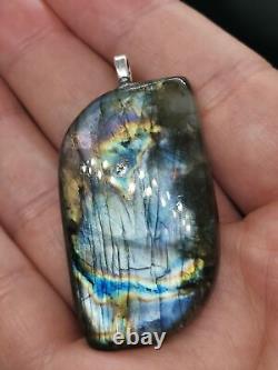 Pendentif en Pierre Précieuse Cabochon Fantaisie en Labradorite Violette Authentique - Guérison Naturelle