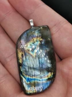 Pendentif en Pierre Précieuse Cabochon Fantaisie en Labradorite Violette Authentique - Guérison Naturelle