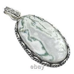 Pendentif en agate mousse en argent sterling 925