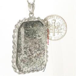 Pendentif en argent massif avec cristal de quartz gris naturel multi-inclusion