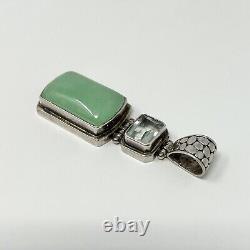 Pendentif en jade en argent sterling 925 + autre pierre