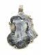 Pendentif En Pierre De Quartz Gris Druzy Naturelle En Argent 925 Fait Main De Style Vintage