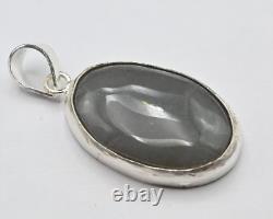 Pendentif ovale en chrysocolle grise en argent sterling 925 fait à la main