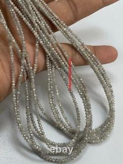 Perle de pierre précieuse en forme de rondelle taillée en diamant gris naturel, taille 1,80-3mm