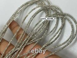 Perles de diamant gris naturel, en forme de rondelle, facettées, en pierres précieuses, de 8 pouces et de 1,80 à 3 mm.