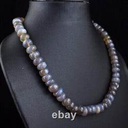 Pierre de lune grise de forme ronde 492 carats Collier à perles à une seule rangée AK 29 E488
