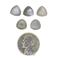 Pierre gemme naturelle en forme de trillon de pierre de lune grise, coupe à damier, 5x5mm à 6x6mm
