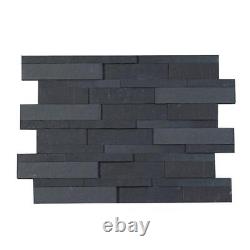 Revêtement mural en carreaux de calcaire noir, fendus naturellement, dimensions 600x150x10-30mm, pack de 2,16m2