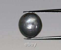 Saphir étoilé naturel rare de couleur grise non traité en forme ronde 9mm Gemme lâche de 7,32 carats