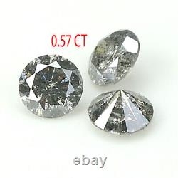 Sel Et Diamant Poivré Coupés Ronds Et Ronds Naturels 0,57 Ct 3,60 MM N1476