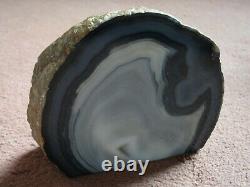 Sliced Agate Geode Half Stone Rock Polished Agate Crystal Grey Blue Stupéfiant