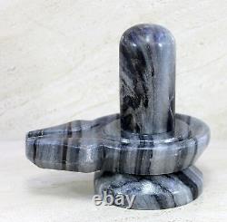 Statue figurine de l'idole de Shiva Lingam en pierre naturelle grise/noire 5.25