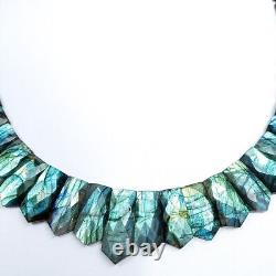 Stunning Labradorite Gemstone Beaded Necklace Cadeau pour bijoux de mariage 16 pouces de longueur