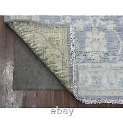 Tapis Peshawar en laine pure grise teintée naturellement, lavée à la pierre, nouée à la main, 3'x4'10, R72083