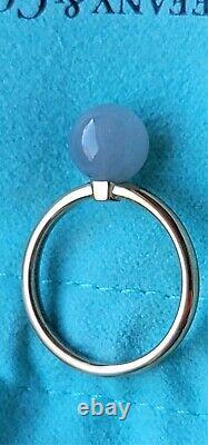 Tiffany & Co 18k Rose Gold Hard Wear Grey Moonstone 8mm Bead Ring 6